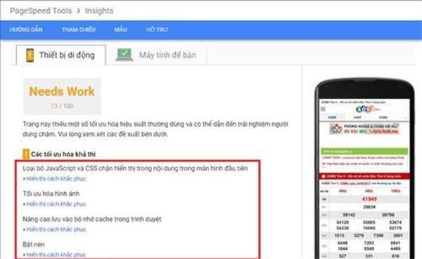 Nhập URL trang web vào kiểm tra tốc độ của website